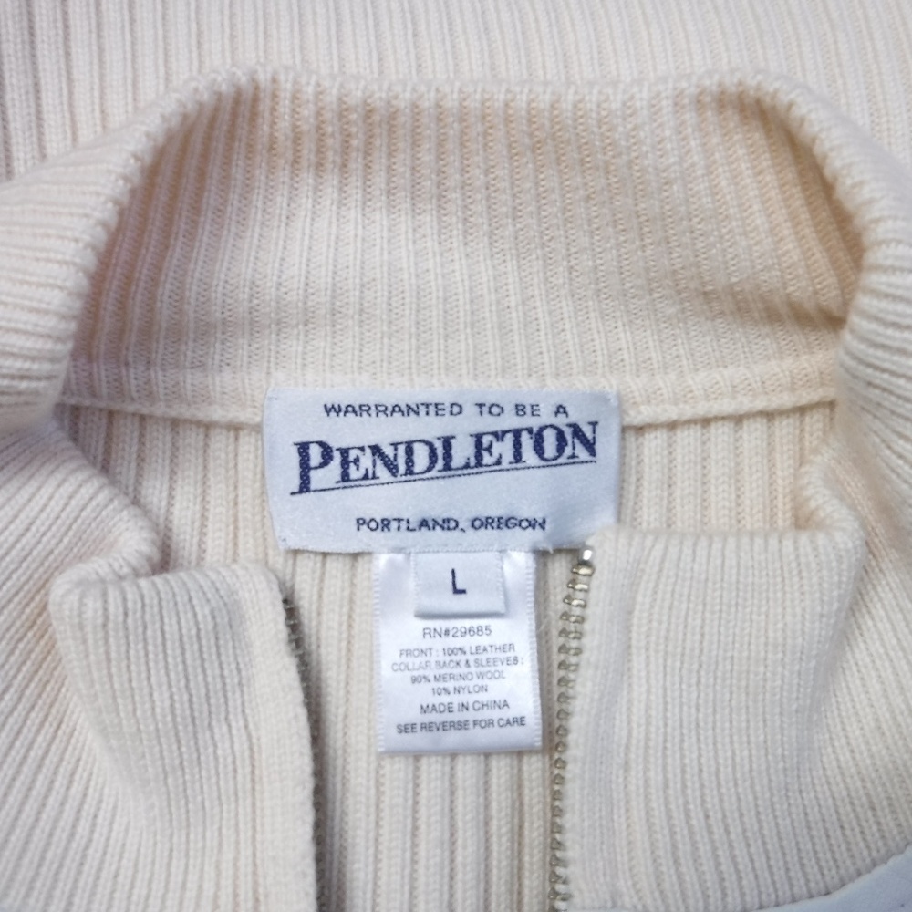 Pendleton Ivory Leather Front Ribbed Back Jacket - image 7